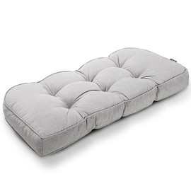 SUNROX Gel Memory Foam Bench Cushion with Piping, Heavy Duty Tufted Fadeshied Water Resistant Ultra Durable Thicken Reversible Indoor/Outdoor Bench Seat Pads 51x19x5 inch, Heather Grey