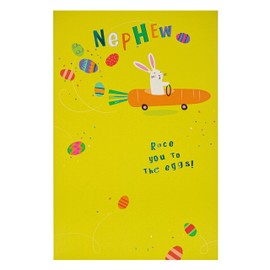 UK Greetings Nephew Easter Card with Envelope - Bunny Car Design