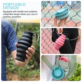Nefeeko Collapsible Water Bottle,2 Pack 17oz Reuseable BPA Free Silicone Foldable Water Bottles for Travel Gym Camping Hiking, Portable Leak Proof Sports Water Bottle with Carabiner