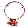 Avalaya Red Shell Flower Flex Wire Necklace/ 40cm L/Adjustable