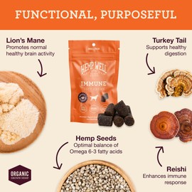 Hemp Well Immune Support Dog Soft Chews – Supports a Healthy Immune System for Dogs, Organically Sourced (8 Count fbm)