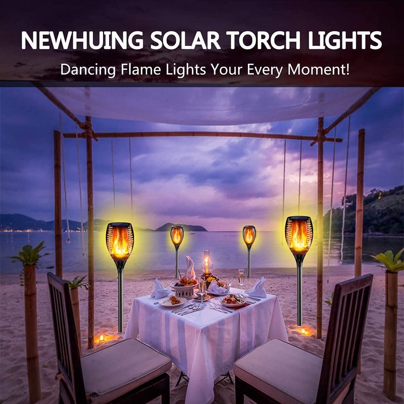 4PCs Solar Torch Lights Outdoor, 43 inch 96 LED, Waterproof