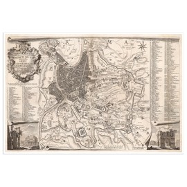 Map of Rome | La Topografia di Roma La Pianta Grande di Roma by Giovanni Battista Nolli circa 1748 | Historical Architectural Layout Print, Antique Italian Urban Planning Vintage Wall Decor (12 x 18 inches)