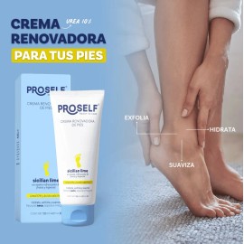 Proself Crema para Pies Renovadora con Urea 10% - 120ml - Hidrata, Exfolia y Suaviza 120 ml - Aroma a Lima Siciliana - Deja a tus Pies, Rodillas, Codos Suaves