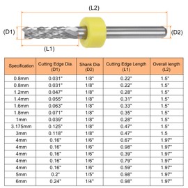 sourcing map 10pcs End Mill Bits 3mm Solid Carbide CNC Router Bits Engraving Cutter Tools for PCB Circuit Board Milling Machine Wood Carving, 1/8" Straight Shank
