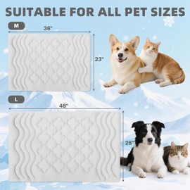 PUPTECK Dog Cooling Mat, Pet Cool Pad Blanket Reversible (Cool & Warm) for Dogs Cats, Soft Thick Ice Silk on Kennel Floors Outdoor for All Season, Grey 48"x28"