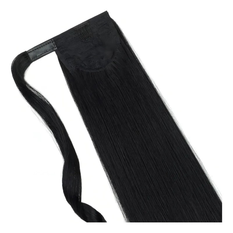 Coleta Postiza Clip swancooyu Extensiones Sintéticas Negro 55.9 cm