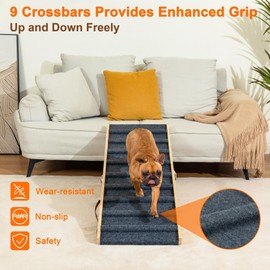 Clikuutory 2025 Upgraded Dog Ramp for Couch, 47.2" Foldable Small Dog Ramp for Bed, 4 Adjustable Height from 14" to 26", Portable Stable Pet Steps with Anti-Slip Carpet for Low Bed Couch Stairs, Wood