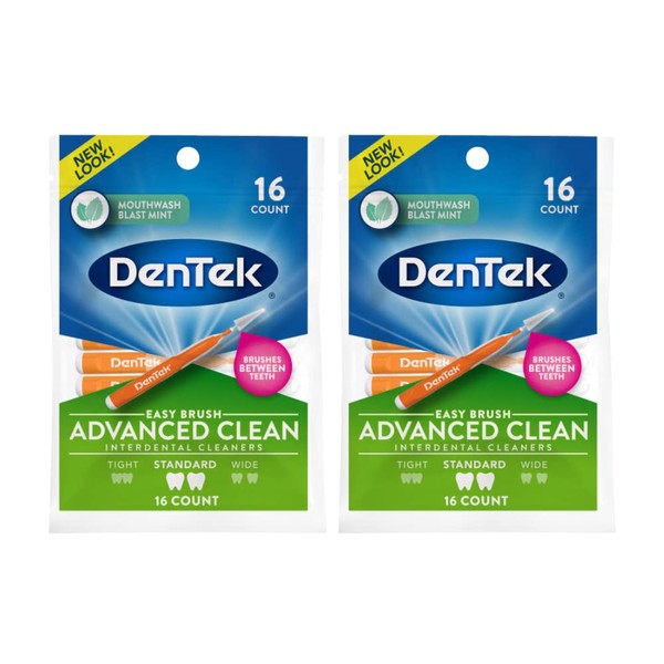 DenTek Easy Brush Interdental Cleaners, Standard, 16 Count, (Pack of 2)