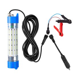 Pinboer Fishing Light Underwater 12V 120W 15000LM Green White Blue Yellow Led Submersible Crappie Night Boat Ice Fishing Light Waterproof IP68 Freshwater and Saltwater with 17FT Cord (120W-Blue)