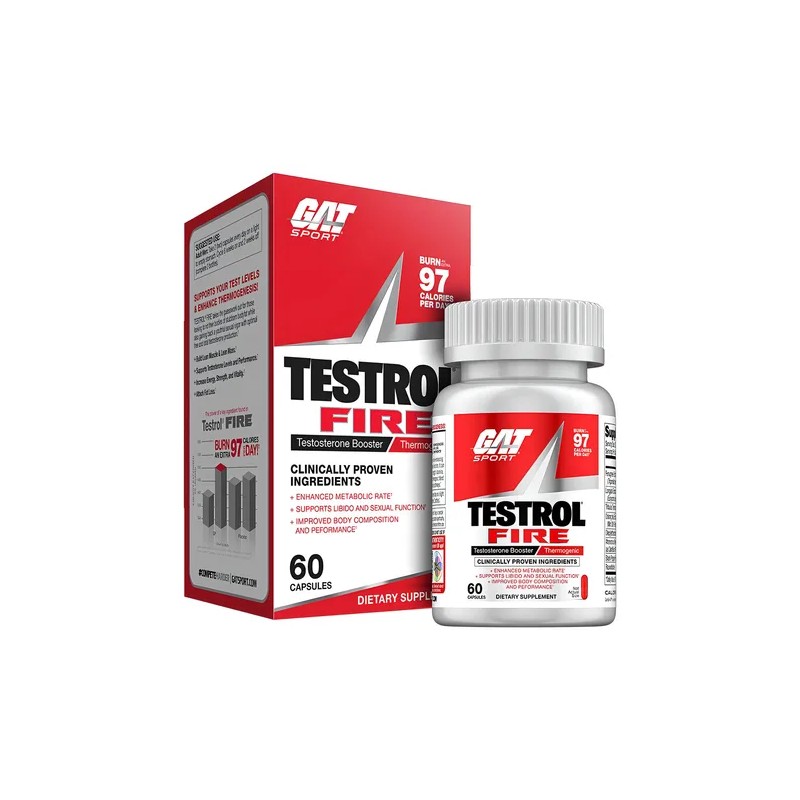 Testrol Fire Gat Sport 60 Cápsulas Termogénico Sabor Sin Sabor