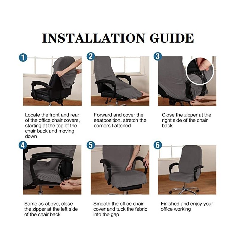 Velvet Office Chair Cover with Arm Covers Stretch Computer Desk