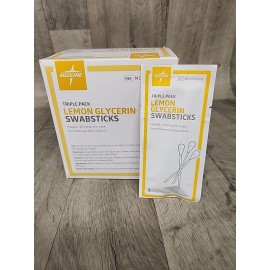 Medline Triple Pack Lemon Glycerin Swabsticks MDS090600 - 25 Packs - 75 Swabs