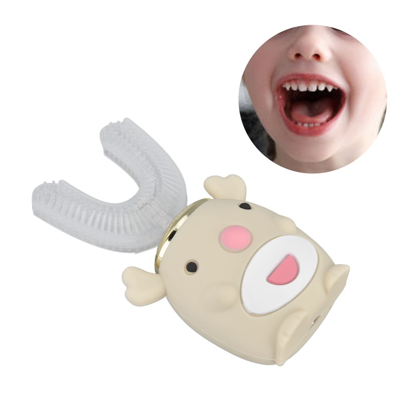 U Shaped Toothbrush Cartoon Cute Design Waterproof 5 Brushing Modes