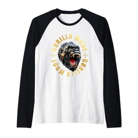 Gorilla Mode Workout Gym Motivation Beast Training Quote Raglan, black