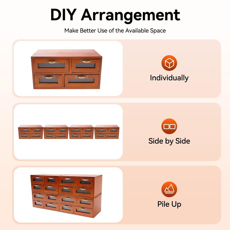 ILWorkTLs 16 Drawers Wooden Storage Box,Desktop Storage Cabinet with Handles,Stackable