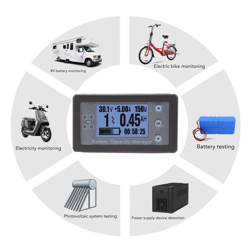 Battery Capacity Manager 200A Monitor LCD Digital Display Battery Coulometer