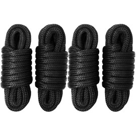 LEPAOSHENG Boat Dock Lines & Ropes for Docking, 4 Pack 5/8" x 20ft Marine- Grade Double Braided Nylon Dock Line, Pre-Spliced with a 12" Eyelet, for Kayak Pontoon Boats Boat Dock Accessories