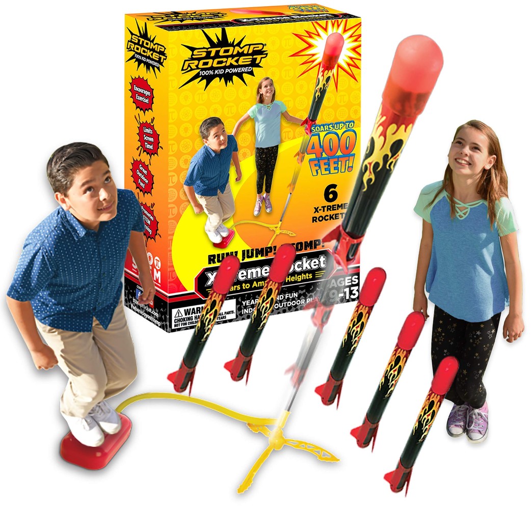 Stomp Rocket The Original X-Treme Rocket Launcher, 6 Rockets and Air Rocket Launcher - Outdoor Rocket STEM Gift for Boys and Girls Ages 9 Years and Up - Great for Outdoor Play