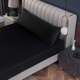 Homiest Satin Body Pillow Cover, Black Body Pillowcase 20 x 54 Inch Pillowcovers with Envelope Closure, Luxury & Ultra Soft Body Size Pillow Cases for Hair and Skin, Cooling Long Pillow Cover
