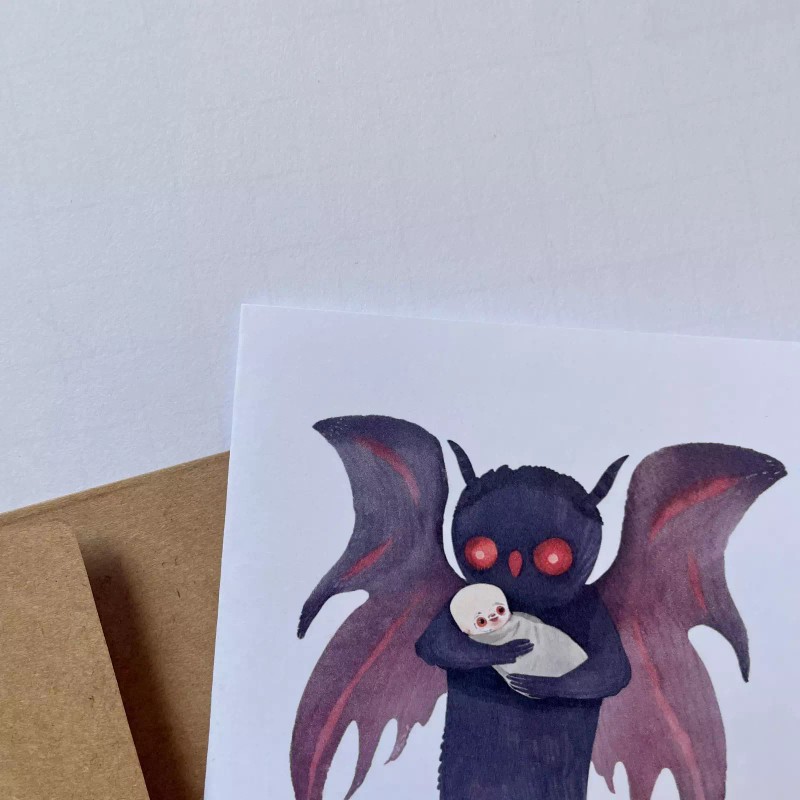 Cryptic Paper Co Mothman Baby Shower Card, New Baby Card