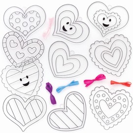 Baker Ross Heart Suncatcher Decorations - Pack of 10, Valentine's Suncatcher Kits for Kids (FC476)