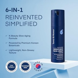TEREZ & HONOR Crema facial 6 en 1 para hombres: Crema hidratante antienvejecimiento coreana DermForce con niacinamida, bakuchiol y 5-CICA - Hidrata, s