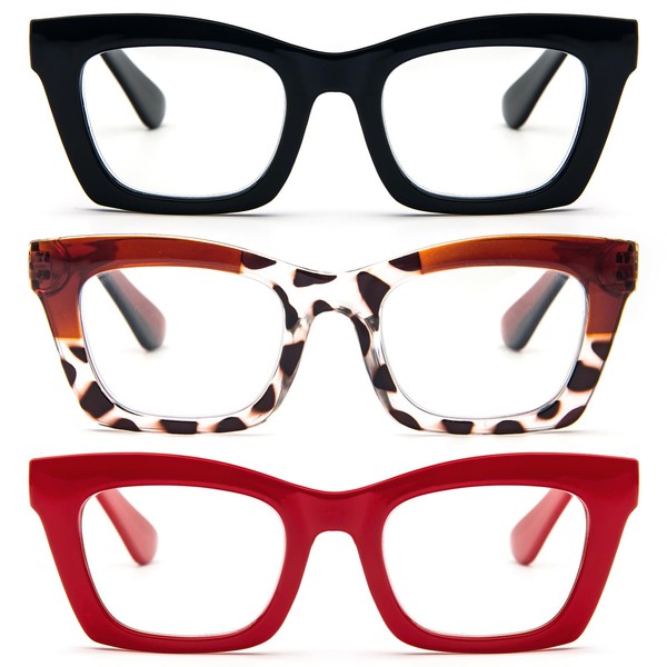 REAVEE REAVEE 3 Pack Oprah Style Reading Glasses for Women