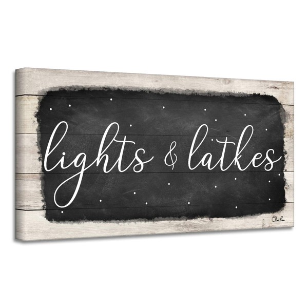 Crafted Creations Beige and Black 'Lights & Latkes I' Hanukkah