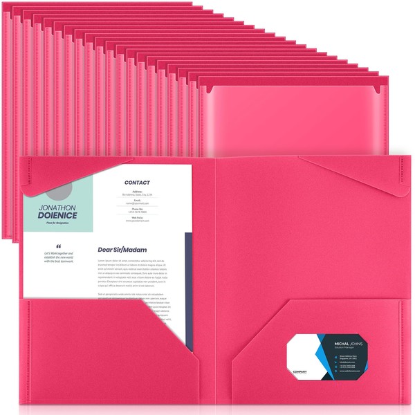 Henoyso 60 Pcs Plastic Folders with Clear Front Pockets Heavy