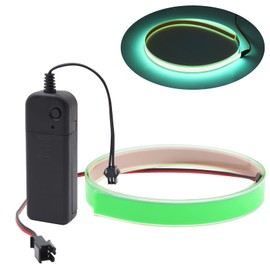 Ygmylandbb Electroluminescent El Light Strip, EL Wire Rope Lights, 1M Neon Glowing Strobing Electroluminescent 100 cm x 1.4 cm (39.3" x 0.5") ON/Slow Flash/Fast Flash, Green, 1Pack