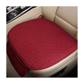 MUQIDA Car Seat Cover for Front Seats, Comfortable Linen Seats Cushion Pad Mat with Storage Pockets, Anti-Slip Breathable Bottom Front Seat Cover Protector for SUV Truck Van (Wine Red)