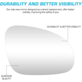 Passenger Right Side Heated Mirror - Side View Heated Convex Mirror Glass with Rear Holder Compatible with Volkswagen VW R32 EOS GTI Rabbit Jetta Passat 2005-2010 Mirror Glass