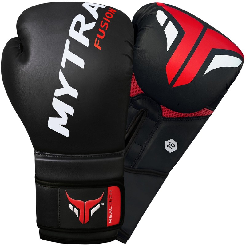 Mytra Fusion Boxing Gloves Real-Tech SL-4 Training Gloves (Black, 12-oz)