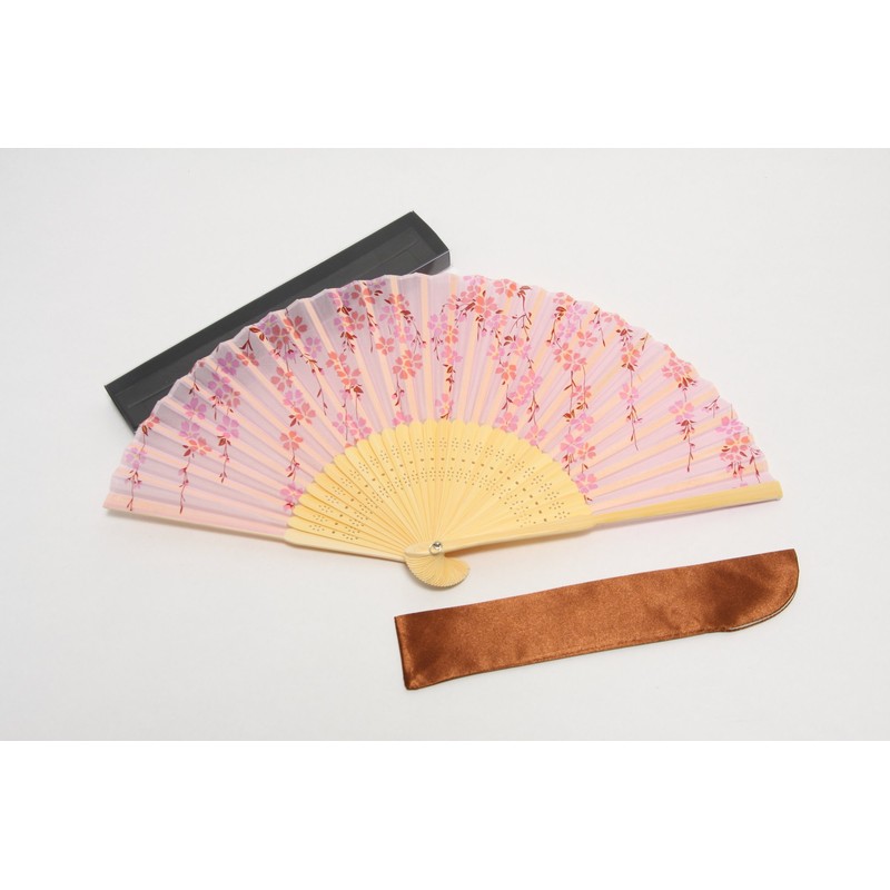 Hasegawa Women's Silk Fan, Fan Bag Included, Boxed, Cherry Blossom