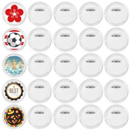 OTYMIOW 25Pcs 3 Inch Button Badges with Pin, Clear Button Badges Craft Buttons Large Photo Buttons Pins Picture Acrylic Design Button Badge for Craft Supplies, DIY Badges Pins, School Projects
