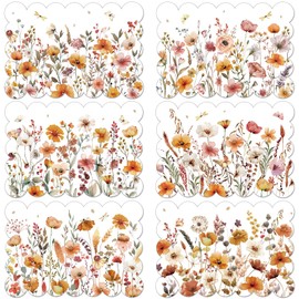 Gandeer Fall Placemats Set of 6, 12 x 17 Inch Autumn Flower Place Mats Watercolor Floral Leaves Table Mats for Fall Thanksgiving Farmhouse Indoor Outdoor Holiday Kitchen Dining Party Decoration