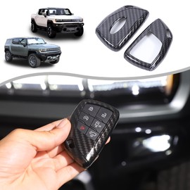 for Hummer EV Accessories Carbon Fiber Style Car Key Fob Case Cover,Pickup SUV Smart Remote Key Fob Cover Case Protection Shell Compatible with Hummer EV 2022-2025