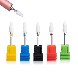 YUEMING Pack of 5 3/32 Inch Premium Ceramic Bits Set Ceramic Nail Drills, Professional Grinding Body Grinding Head Nail Cutter Attachments Set for Manicure Pedicure Nail Care (A)