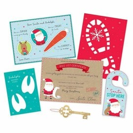 A&D International Christmas Eve Pack - Santa Placemat, Santa Key, Footprint Stencil/Snow Plus More