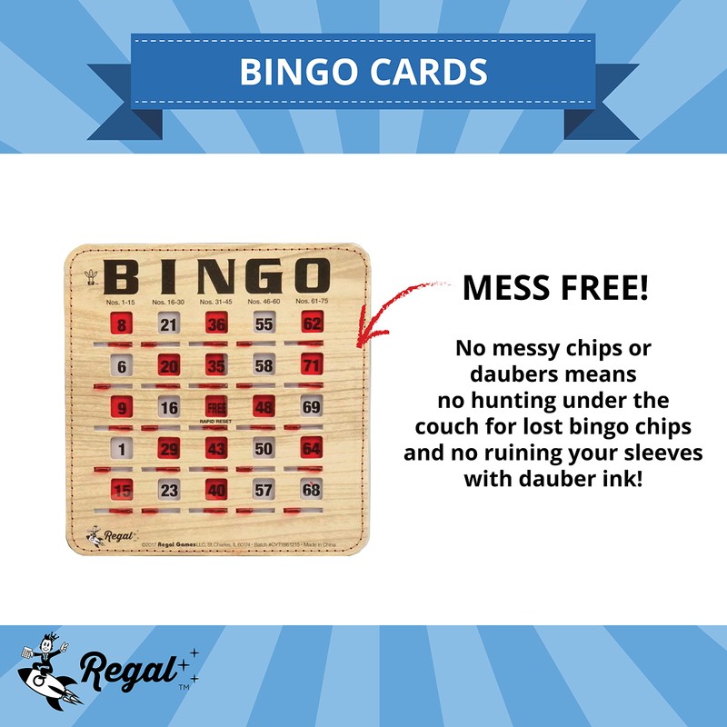 Regal Bingo Bulk Bingo Cards with Sliding Windows - Reusable