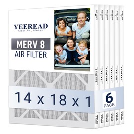 YEEREAD 14x18x1 MERV 8 Air Filters 6-Pack, Actual Size 13.7" x 17.7" x 0.75" – Compatible with HVAC, Air Conditioners & Furnaces, Enhanced Filtration & Easy Installation