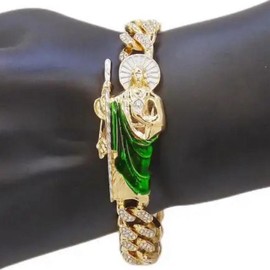 San Judas Tadeo Cuban Styled Bracelet (3 Sizes) - Color: Large