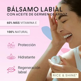 RICE & SHINE | Bálsamo Labial Hidratante con Aceite de Germen de Arroz | Skin Care Con 60% más Vitamina E que el Aceite de Argán - 100% Natural | Prot