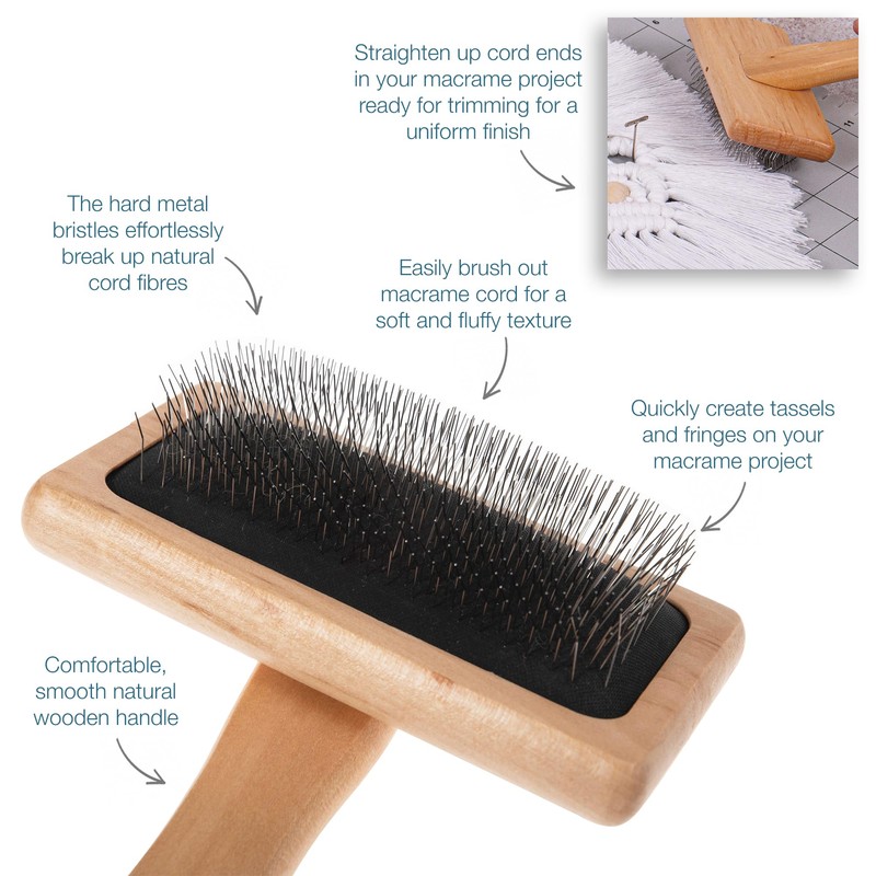 Trimits Macrame Brush – Weaving Comb, Slicker Brush for Tassels,