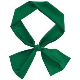 Allegra K Skinny Silky Solid Color Long Scarves Waistband Neck Wraps for Women Dark Green 1
