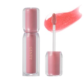 GENTY MOTURN Lip Gloss 001e Peach U 0.1 oz (3.5 g) / Lip Tint Plumper, Plump Effect, Plumping, Moisturizing, Glossy, Glossy