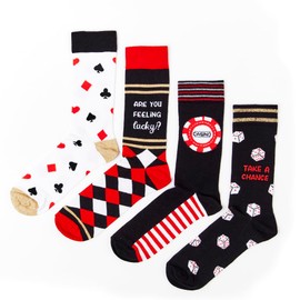 Urban Eccentric Unisex Casino Socks Gift Set | Gift | 4 Pairs | Cotton Rich Socks | Premium Socks | Novelty | Gifts