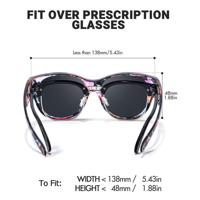 LVIOE Sunglasses for Glasses Wearers Women's Round Fit-Over Glasses with