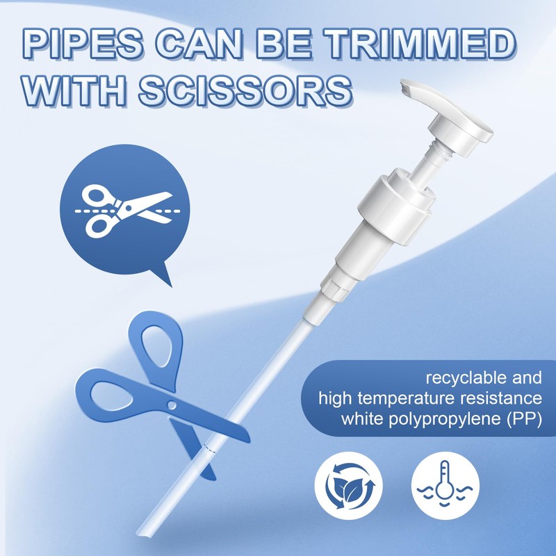 [2-Pack] Dispenser Pump, Shampoo/Conditioner, Leak Proof, Extended Trimmable Tube, Fits